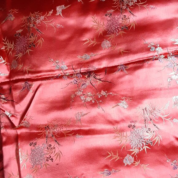 SOLD Vintage Chinoiserie Silky Brocade Fabric - Picture 8 of 8